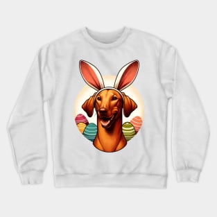 Pharaoh Hound Celebrates Easter with Bunny Ears Crewneck Sweatshirt